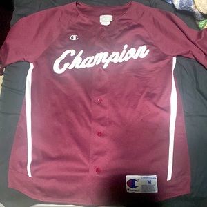 Burgundy champion baseball jersey